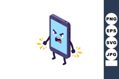 Angry smartphone character with expressive face and clenched Product Image 1