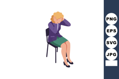 Woman sitting on chair covering ears with hands expressing s Product Image 1