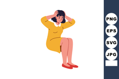 Woman sitting on floor holding head feeling stressed anxiety Product Image 1