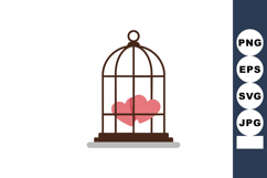Heart symbols locked inside vintage birdcage isolated on whi Product Image 1