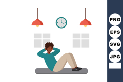 Man Exercising Doing Sit Ups Indoors With Clock And Lamps Ab Product Image 1