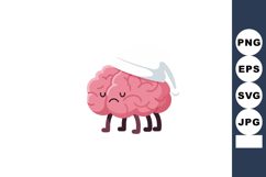 Brain character sleeping with nightcap tired expression cute Product Image 1