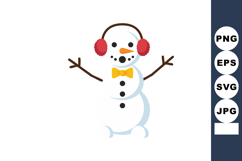 Snowman with red earmuffs and yellow bow tie cheerful winter Product Image 1