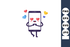 Cute smartphone character with heart eyes sending love emoji Product Image 1
