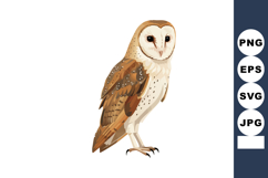 Barn owl detailed vector illustration realistic brown white Product Image 1