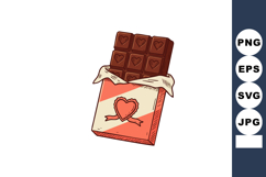 Chocolate bar with heart shapes in opened red and cream wrap Product Image 1