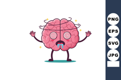 Brain character dizzy and confused cartoon with spinning eye Product Image 1