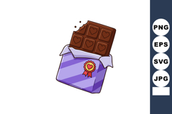 Chocolate bar with heart shapes and purple wrapper illustrat Product Image 1