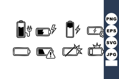 Battery icons showing power levels and charging status in si Product Image 1