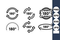 180 degree rotation arrows vector icon set with various styl Product Image 1