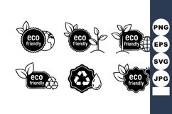 Eco friendly black and white vector icons with leaves globe Product Image 1