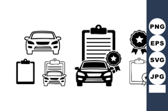 Car certificate icons with award badge and clipboard set for Product Image 1