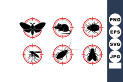 Insect and Pest Control Target Vector Icons with Butterfly R Product Image 1