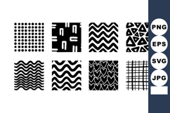 Black and white seamless patterns set with dots zigzag heart Product Image 1