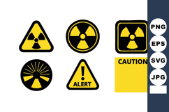 Radiation hazard warning signs collection with caution and a Product Image 1