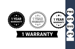 One year warranty badge set with stars and ribbon design in Product Image 1