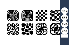 Abstract black and white geometric spiral square checkerboar Product Image 1