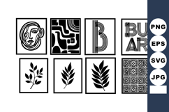 Abstract geometric and organic shapes with botanical leaf de Product Image 1