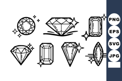 Diamond shapes vector collection with sparkling gems in vari Product Image 1