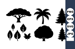 Silhouette tree and leaf shapes collection with various trop Product Image 1