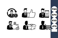 Businessman icons set with finance, approval, rating, saving Product Image 1