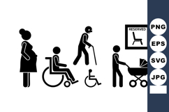 Accessibility and reserved seating icons for pregnant woman, Product Image 1