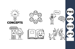 Concepts icons set with lightbulb brain emotions book devil Product Image 1