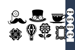 Vintage style icons including mustache monocle hat glasses t Product Image 1