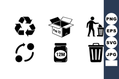 Recycling symbols and waste management icons including recyc Product Image 1
