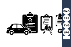 Car checklist with keys and certificate icons for vehicle in Product Image 1
