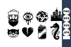 Collection of black and white vector icons including sailor, Product Image 1