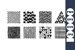 Abstract geometric patterns vector set with hearts waves tri Product Image 1