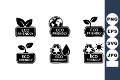 Eco friendly icons with leaves globe water drop and recyclin Product Image 1