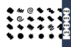 Set of black ink brush strokes and splatters vector collecti Product Image 1