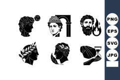 Ancient Greek Mythology Symbols and Heads Vector Set Featuri Product Image 1