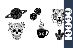 Collection of black and white vector icons including skull w Product Image 1