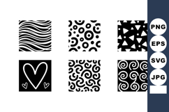 Black and white abstract geometric pattern set with hearts a Product Image 1