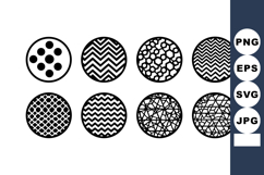 Set of round geometric pattern designs with dots zigzag and Product Image 1