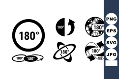 180 degree rotation vector icons with circular arrows and gl Product Image 1