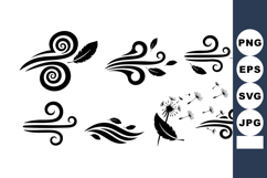 Wind and dandelion vector icons with swirling air gusts and Product Image 1