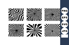 Abstract black and white optical illusions with radial and w Product Image 1