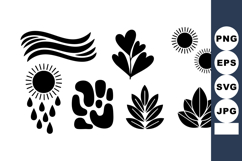 Abstract nature and sun silhouette vector icons with leaves Product Image 1