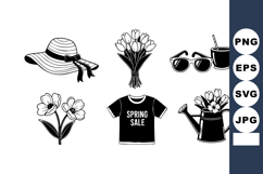 Spring sale themed vector set with flowers, hat, sunglasses, Product Image 1