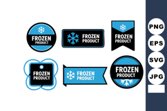 Frozen product labels vector set with blue black white snowf Product Image 1
