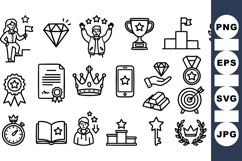 Achievement Icons Vector Line Art Set for Business Product Image 1
