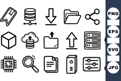 Minimal Data Network Icons Set for Tech Projects Product Image 1
