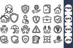 Home Insurance Protection Vector Icon Set Bundle Product Image 1