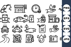 Line Art Fuel Station Icon Set For Transport Product Image 1