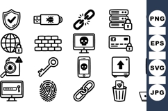 Cybersecurity &amp; Protection Vector Icon Pack Product Image 1