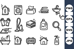 Hand Drawn Cleaning Tools Clipart Bundle for Home Use Product Image 1